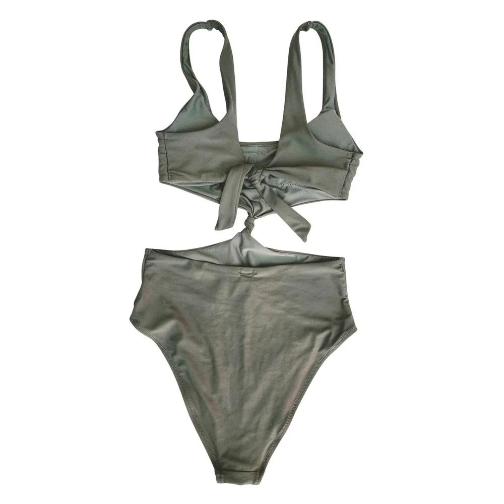 aerie Olive Green One-Piece Swimsuit with Front Knot